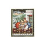 Indian miniature painting with a courtly scene || Indische miniatuurschildering met hoofse scène -