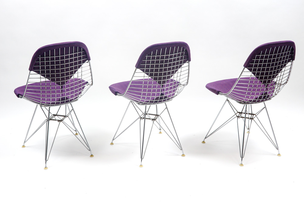 set of six sixties' Charles Eames design (dd 1951) "Eames Wire Bikini DKR - 2" chairs with - Image 2 of 2
