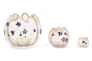 set of three late 19th Cent. French vases with a design by françois Legras (in three different