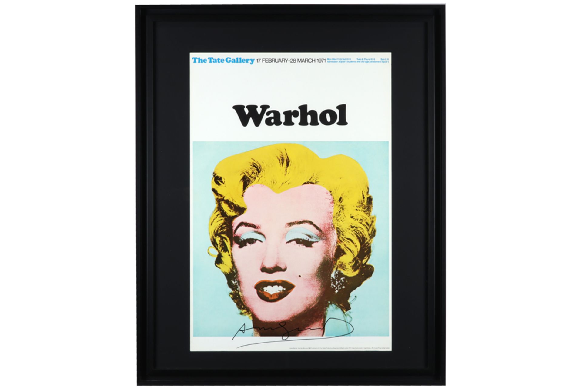 framed Andy Warhol signed poster of the 1971 Tate Gallery Exhibition with the depiction of - Bild 3 aus 3