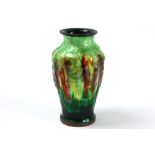 small French late Art Deco vase in enamel on brass, typical for Limoges || Frans laat Art Deco-