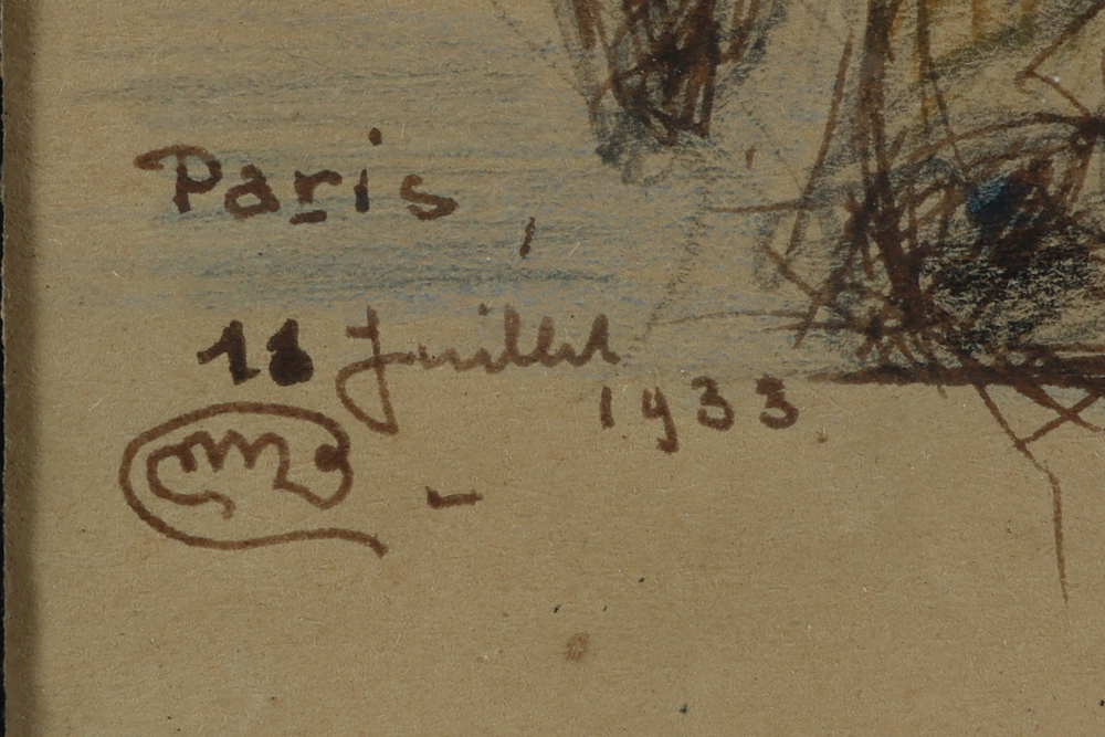 three French illegibly signed works in mixed media - dated 'Paris 1933' || Drie onleesbaar - Image 7 of 7