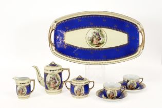 8pc tea set in Karlovy Vary marked porcelain || KARLOVY VARY - CZECHOSLOWAKIA 8-delige theeset