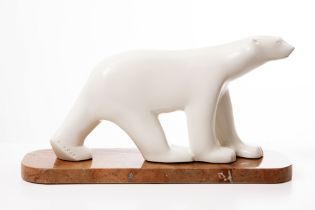 François Pompon signed "White polar Bear" sculpture in bronze with white patina posthumous cast by