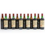 12 bottles of wine : 6 "Château Les Tourelles" dd 1969 and 6 "Chäteau Le Tour de Haut Moulin" dd