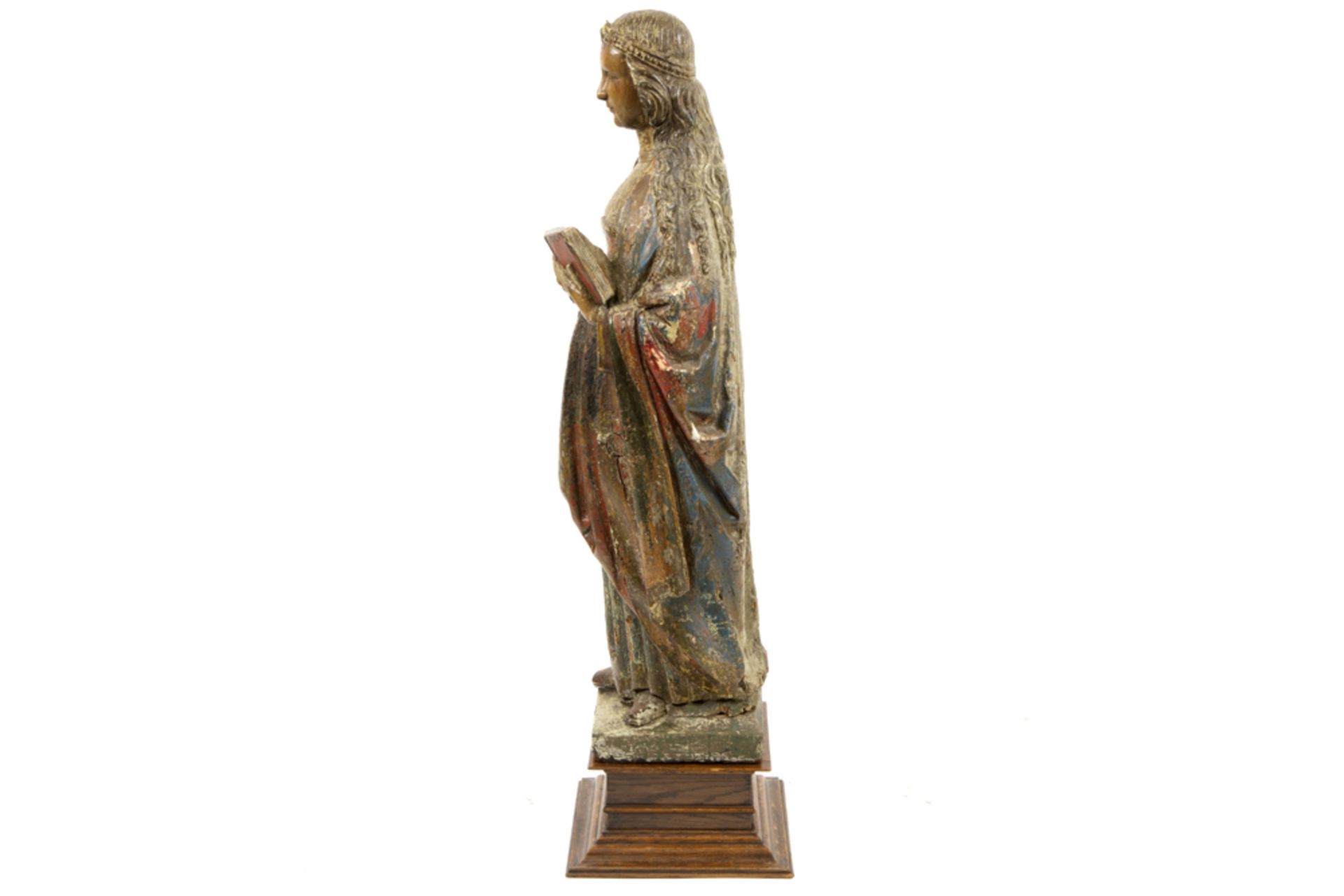 16th Cent. "Crowned Madonna with book" sculpture in polychromed wood || Mooie zestiende eeuwse - Bild 4 aus 4