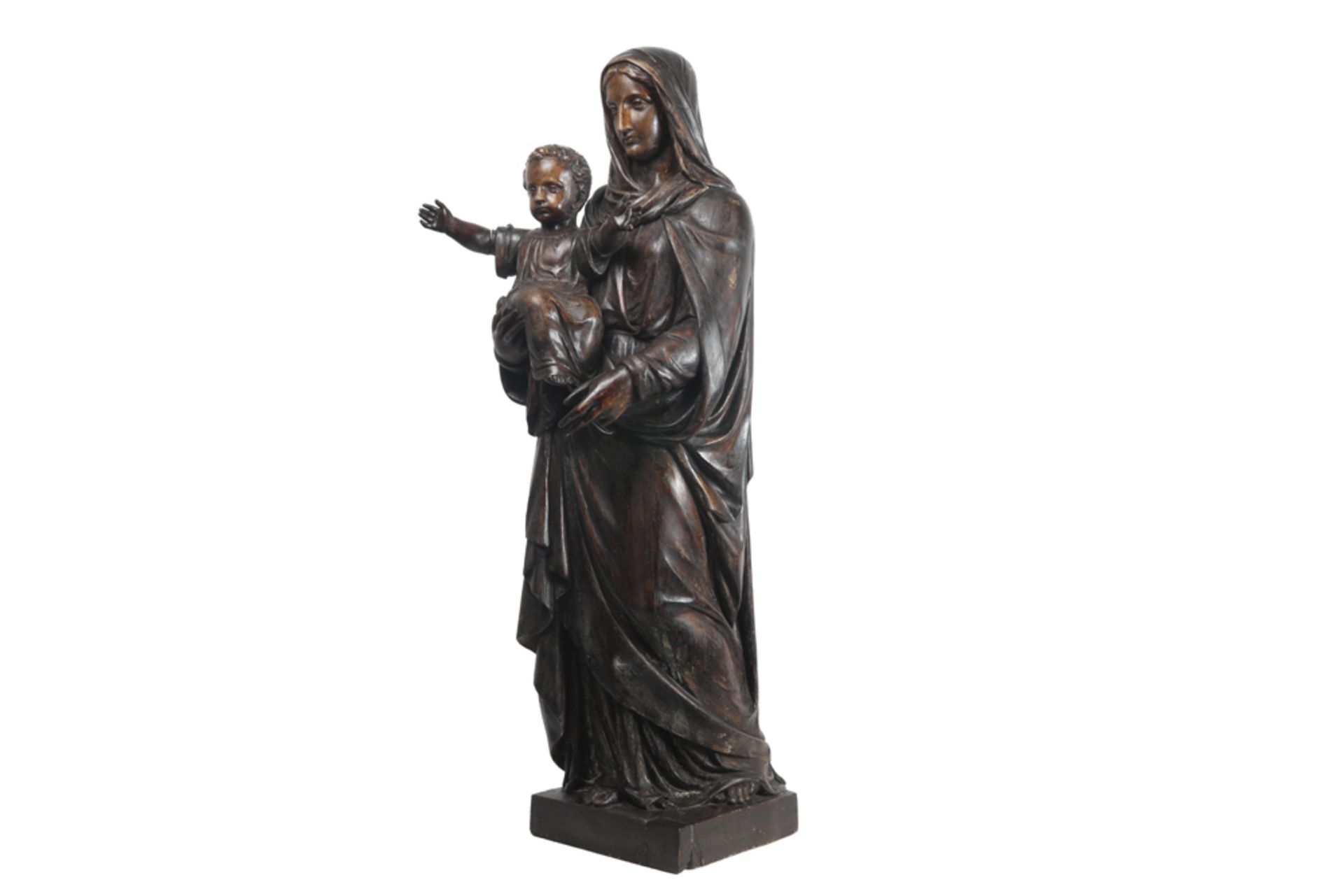 antique quite big "Mary and Child" sculpture in wood || Antieke vrij grote hout sculptuur : "Madonna - Bild 5 aus 6