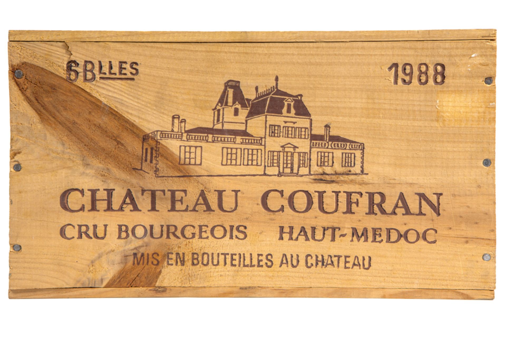 6 bottles of "Château Coufran" dd 1988 in its closed case || 6 flessen "Château Coufran" (Médoc) van - Image 2 of 2