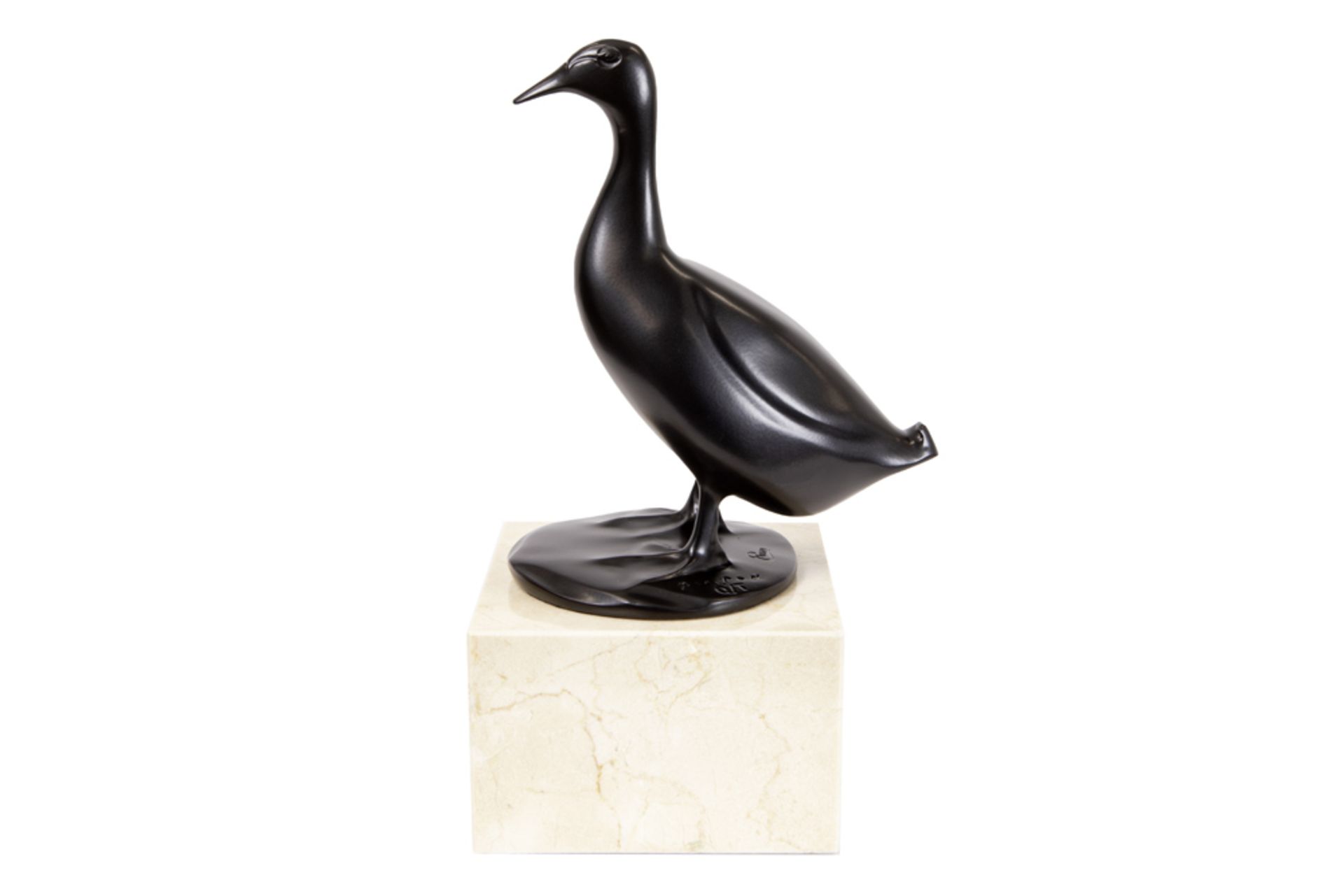 François Pompon signed "Grand Canard" sculpture in bronze with black patina posthumous cast by Ebano - Bild 2 aus 4