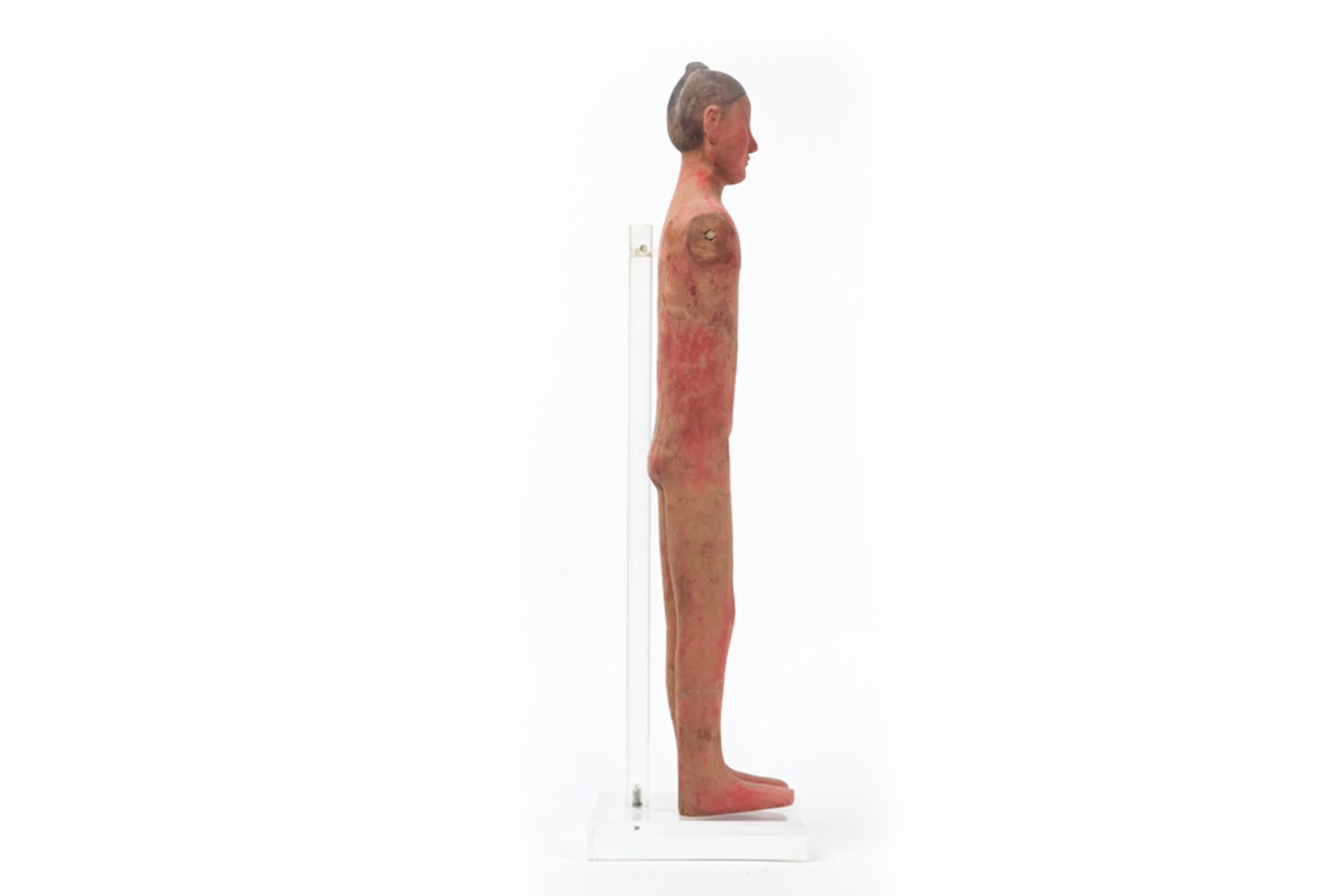 Chinese Han period male "Yang Ling" tomb figure in earthenware || CHINA - HAN - DYNASTIE (206 voor - - Image 5 of 5