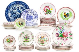 various lot of plates, dishes, ...in French ceramic (Strassbourg and other) || Groot lot met borden,