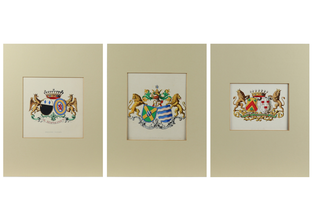 15 coloured engravings with crests || Lot van 15 ingekleurde gravures met wapenschilden - Image 3 of 6