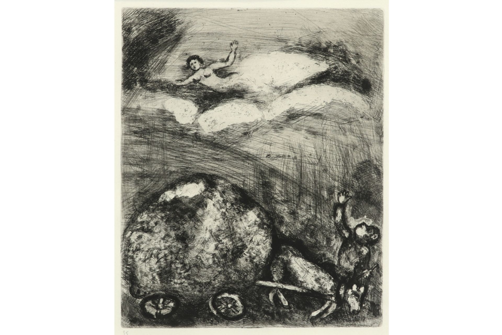 rare Marc Chagall etching (n°35 of 200) from the suite "Fables de Jean de la Fontaine" dd 1952 - - Bild 2 aus 2