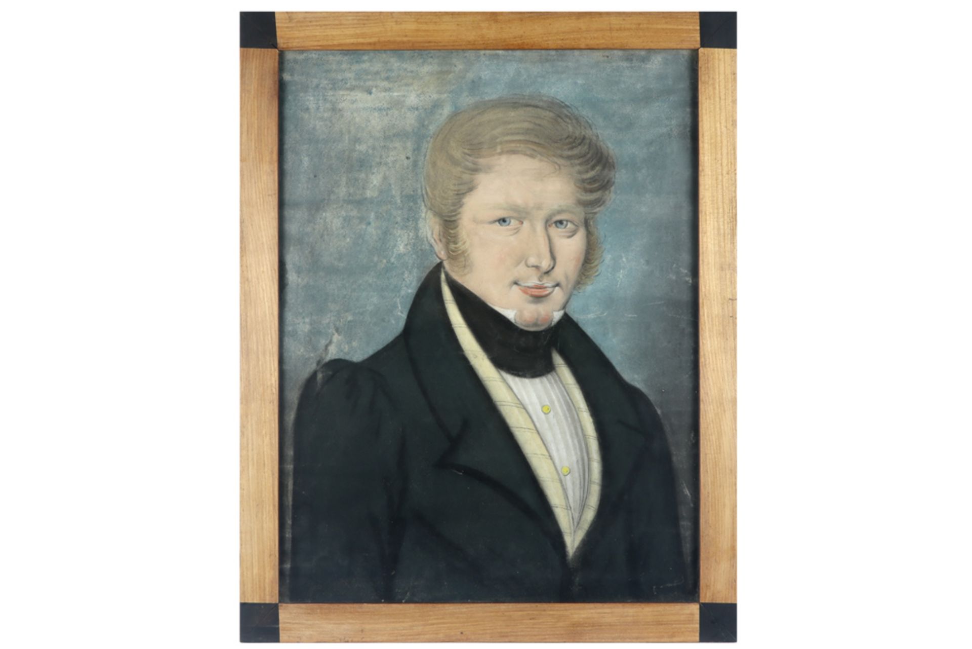 early 19th Cent. pastel || Vroeg negentiende eeuwse pastel : "Portret van een jonge man" - 56 x 42,5 - Bild 2 aus 2