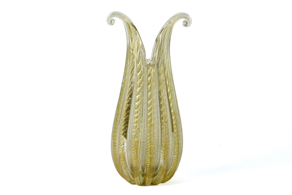 fifties Barovier & Toso "Cordonato d'Oro" vase in glass || BAROVIER & TOSO fifties' "Cordonato d'