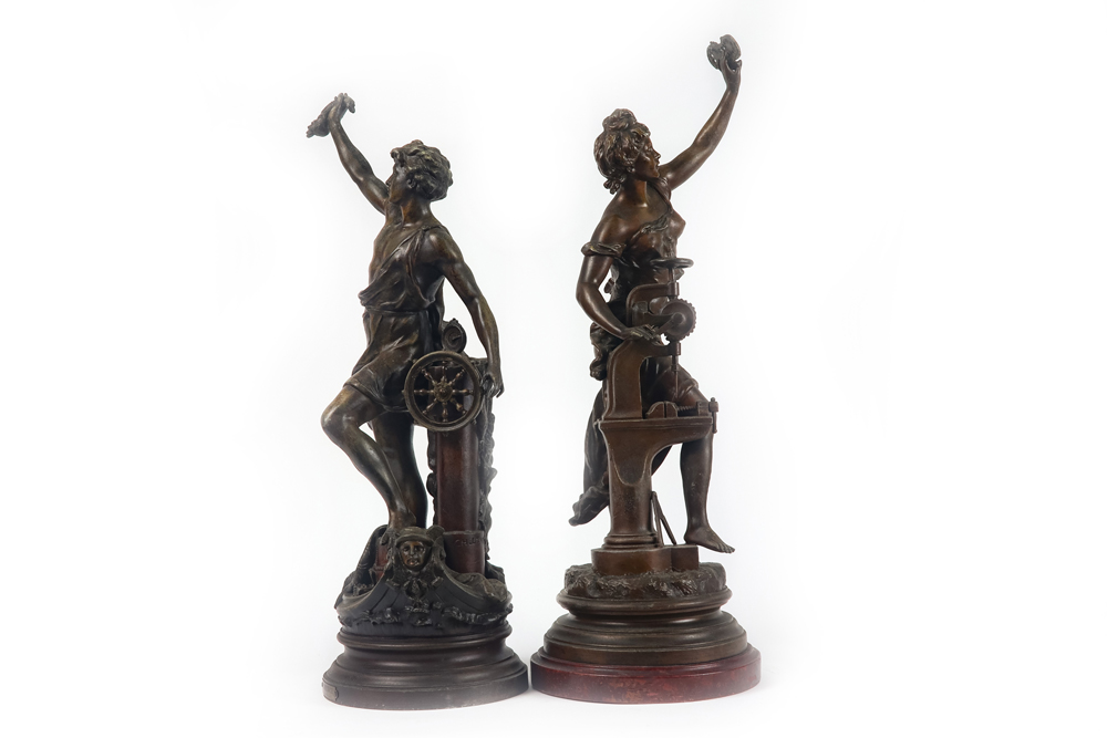 pair of 19th Cent. Charles Lévy metal sculptures || LEVY CHARLES (1840 - 1899) paar negentiende - Image 4 of 6