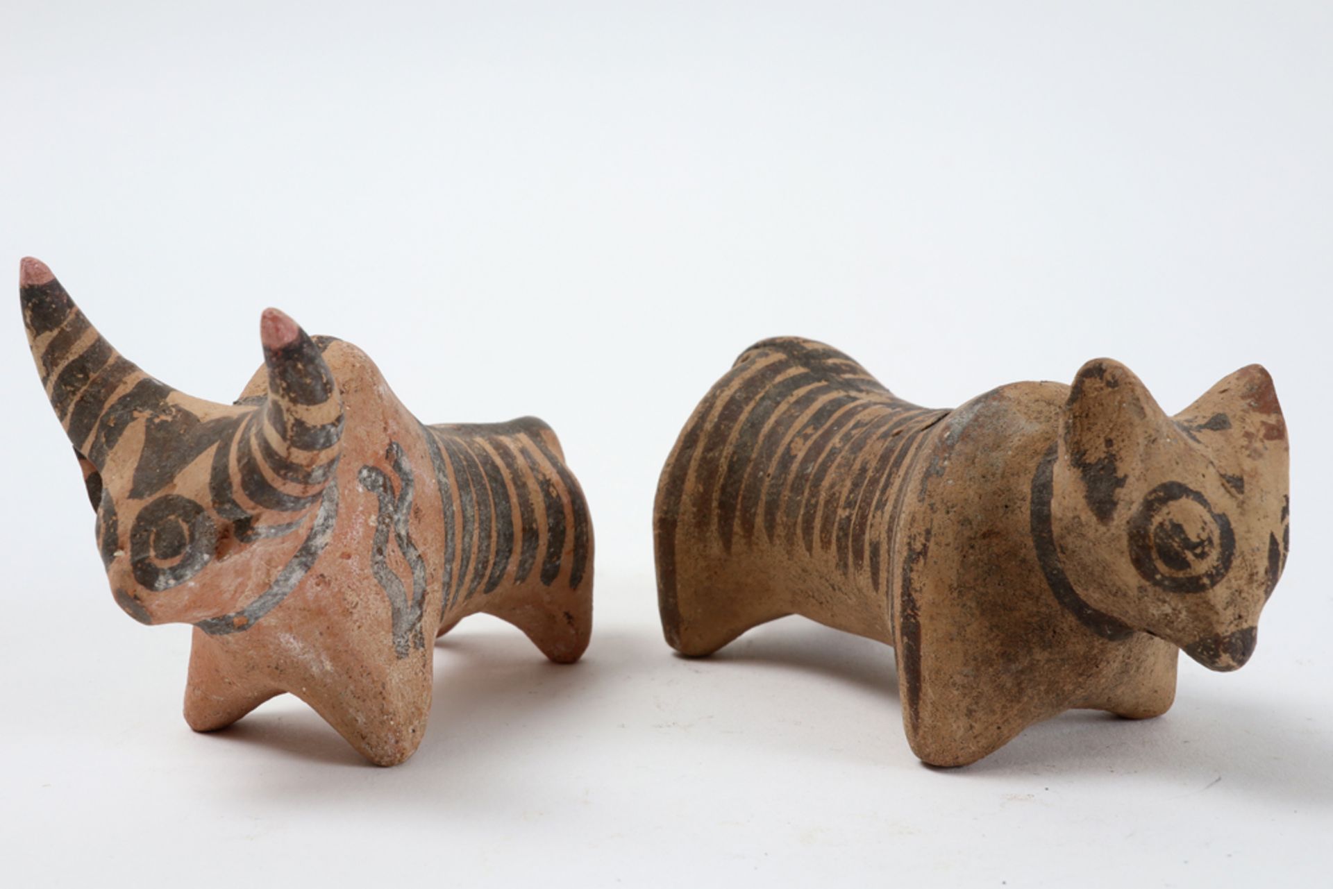 two small Ancient Pakistan Baluchistan Indus Culture Nindowari earthenware "Zeeboe" sculptures || - Bild 2 aus 4