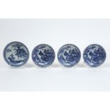 four small 18th Cent. Chinese plates in porcelain with a blue-white landscape decor || Lot van 4