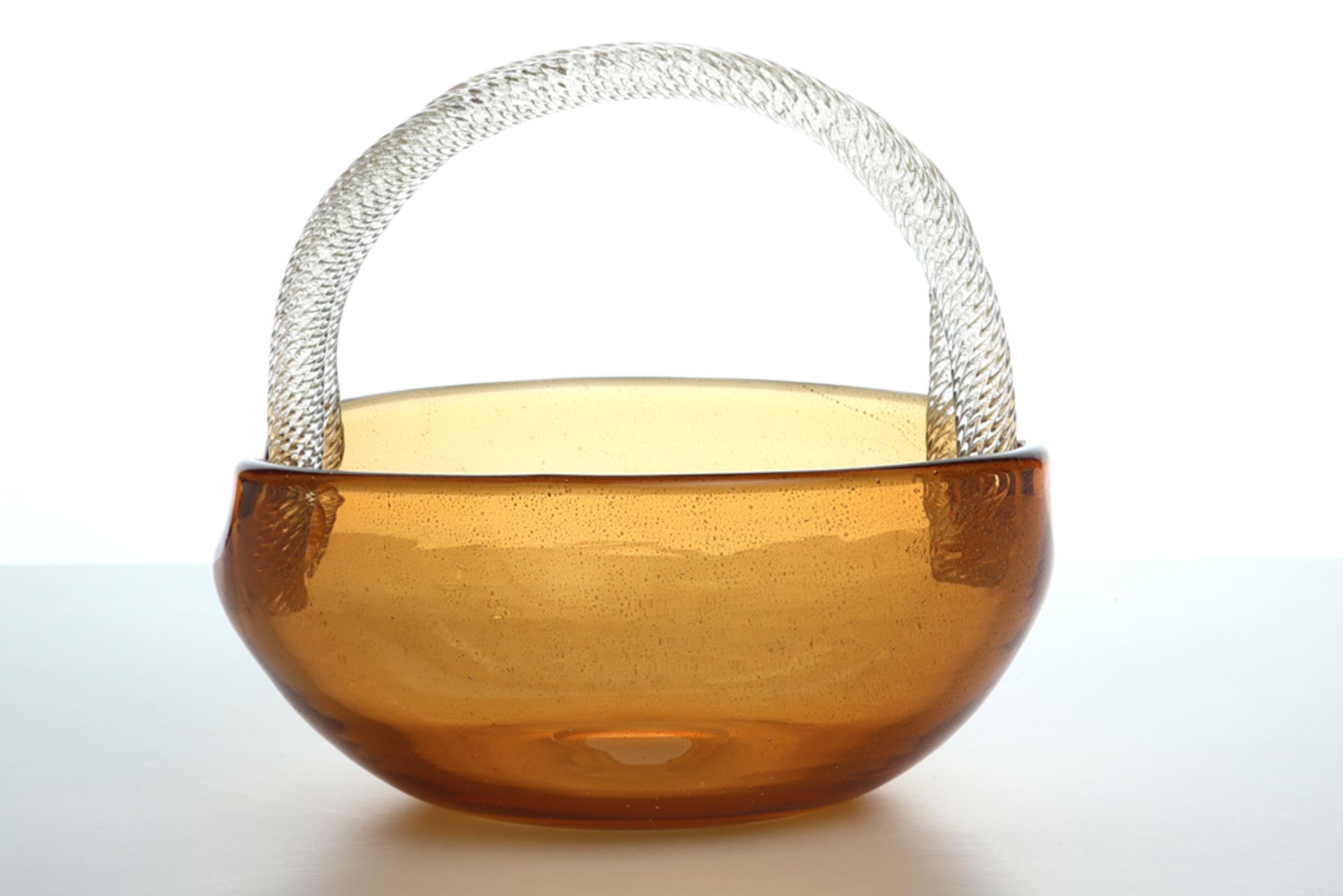 Archimede Seguso "a cordone" design basket in glass by Vetraria Archimede Seguso dd 1949 || - Image 3 of 4