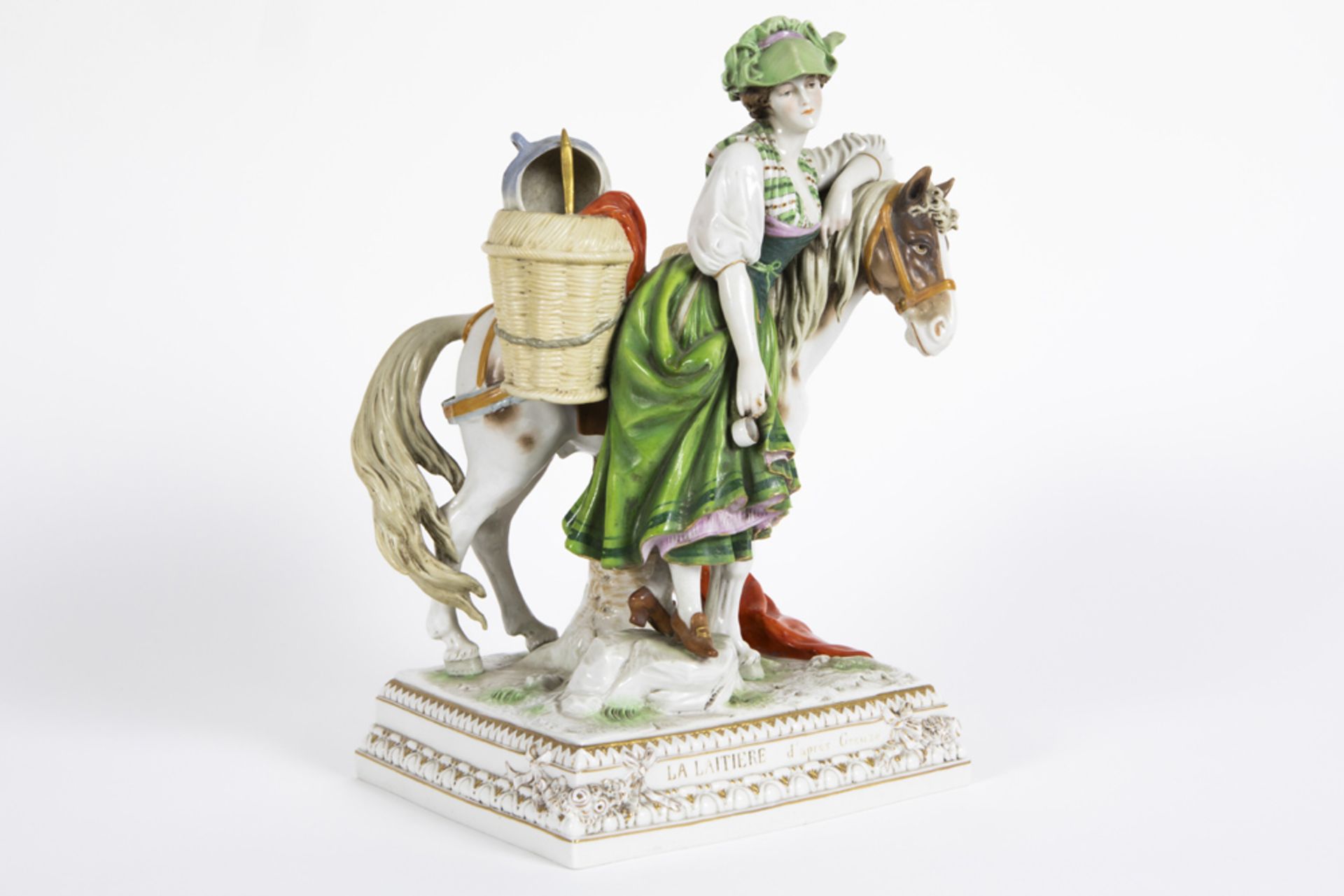 sculpture after Greuze in marked porcelain || GREUZE JEAN-BAPTISTE (1725 - 1805) - naar sculptuur in - Image 2 of 6