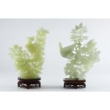 two Chinese jade "Bird" sculptures || Twee Chinese sculpturen in jade : "Vogels" - hoogtes : 27,5 en