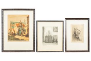 three prints by Belgian artists || Lot (3) grafiek waaronder een werk van Piet Gillis (1908 - 1995)