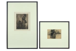 an early 20th Cent. Belgian etching and drawing by Eugène Van Mieghem || VAN MIEGHEM EUGENE (