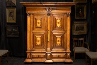 beautiful 17th/18th Cent. German baroque style armoire with a strong architectural design with