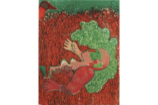 Corneille "Herbes II" lithograph printed in colours - with atelier stamp signed by Natacha van