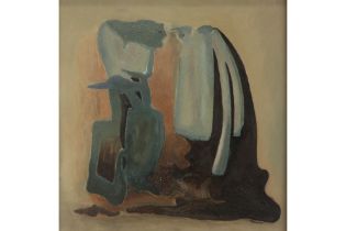 20th Cent. Belgian abstract mixed media with oil on canvas - titled and signed Suzanne Thienpont &