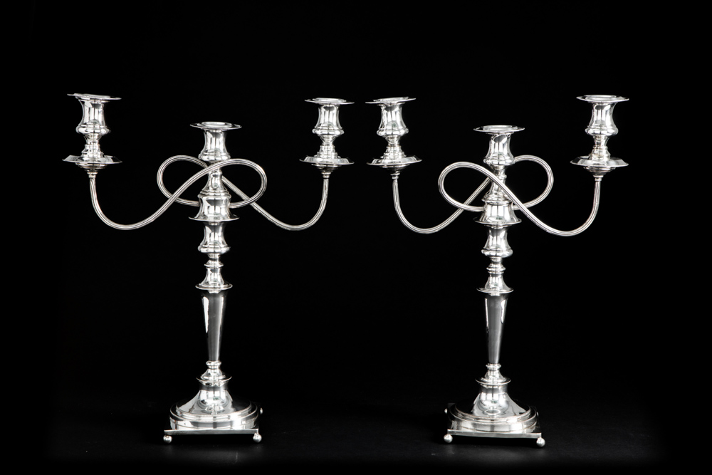 pair of antique "Sheffield" candelabras || Paar antieke "Sheffield" - tafelkandelaars met afneembare - Image 2 of 4