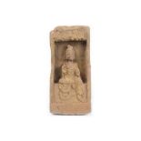 Chinese Wei Dynasty period temple tile in earthenware with the depiction of Buddha || CHINA - WEI-