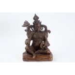 Tibetan "protecting four Heavenly kings" sculpture in copper alloy with brown patina , with its