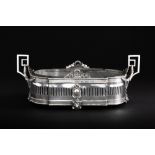 antique neoclassical centrepiece/planter in "800" marked silver - with a liner in zinc and one in