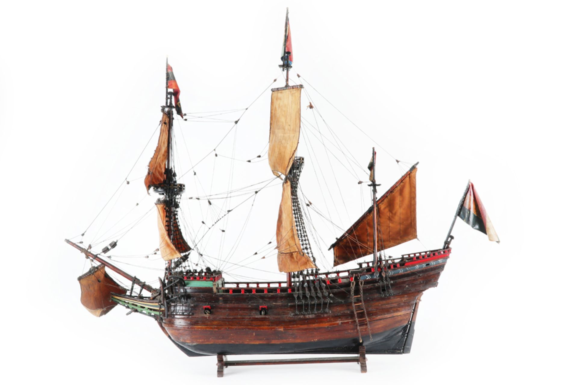 miniature galleon || Miniatuur van een galjoen - breedte : ca 100 cm - Image 2 of 4