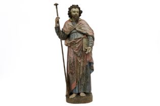 16th Cent. European gothic style "Saint with book" sculpture in polychromed wood || EUROPA - 16°
