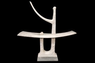 large 20th Cent. sculpture in Carrara marble with a surrealist theme || GHISLAIN CHRISTOPHE (° 1964)