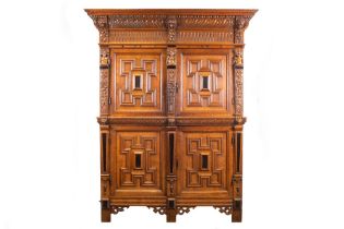 very good 17th Cent. Flemish Renaissance style cupboard in oak with a superb patina adorned with
