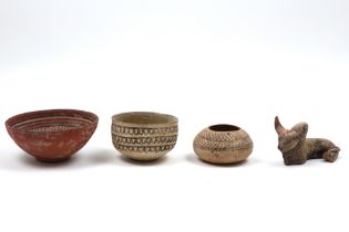 four pieces of Ancient Pakistan Baluchistan Indus Culture Nindowari earthenware : a zeeboe and three