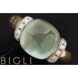 matching Bigli marked ring in white and pink gold (18 carat) with a semi-precious cabochon cut stone