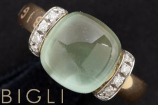 matching Bigli marked ring in white and pink gold (18 carat) with a semi-precious cabochon cut stone
