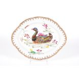 18th Cent. Chinese dish in porcelain with a 'Famille Rose' decor with a duck in a pond || Achttiende