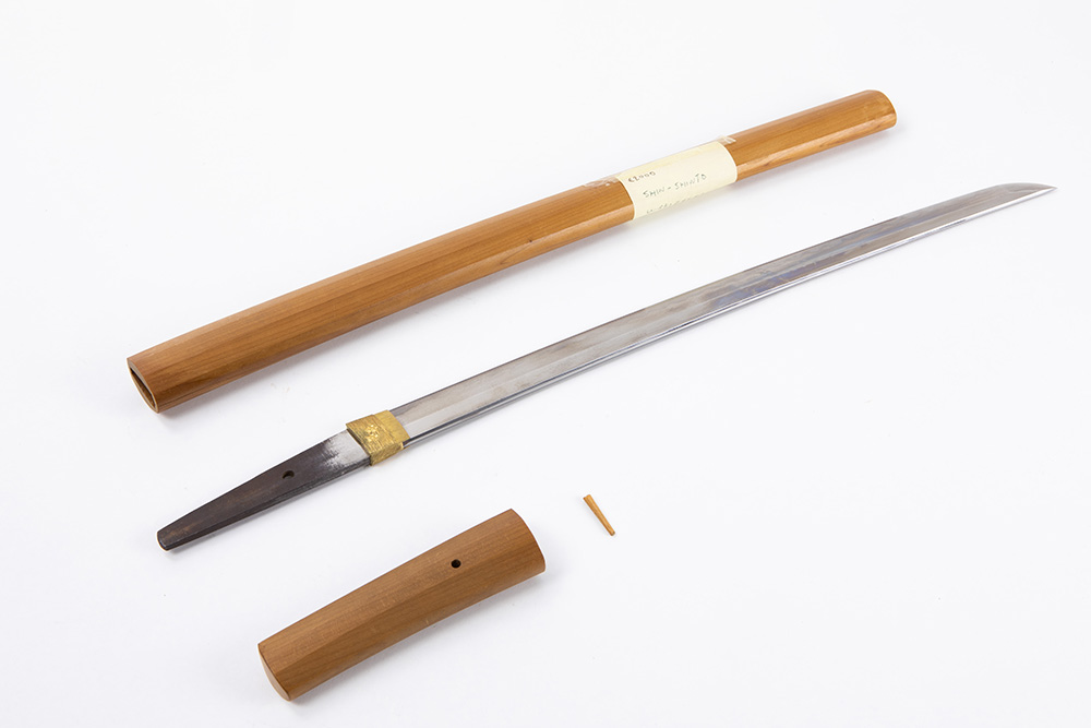 Japanese Shin-Shinto Mumei signed Wakizashi with simple mountingSHIN - SHINTO MUMEI Japanse - Image 4 of 7