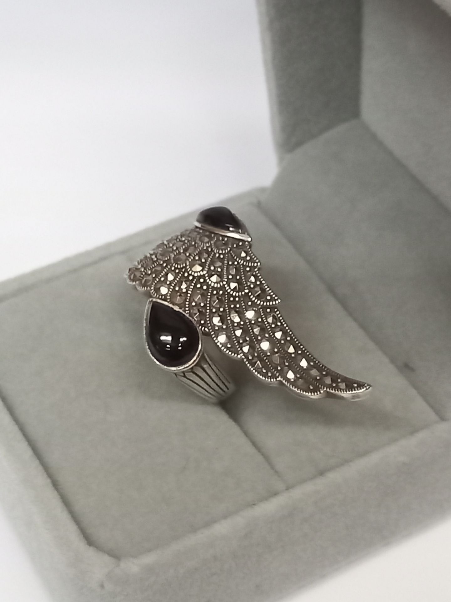 STATEMENT MARCASITE SILVER RING - Image 3 of 5