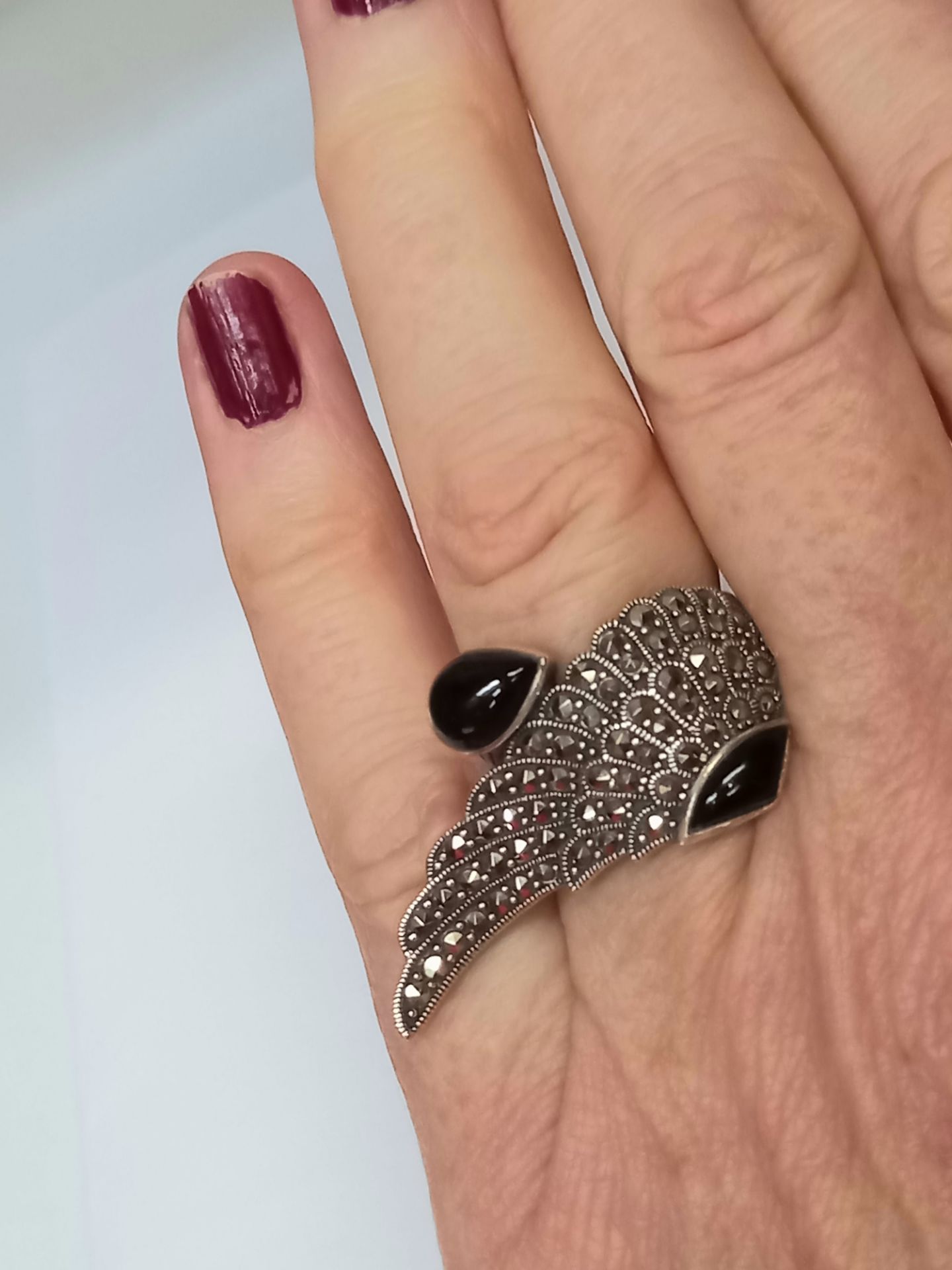 STATEMENT MARCASITE SILVER RING - Image 5 of 5