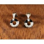 BLACK ONYX & DIAMOND EARRINGS /WHITE GOLD IN GIFT BOX WITH VALUATION CERTIFICATE OF £795