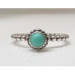 GENUINE PANDORA TURQUOISE DECEMBER BIRTHSTONE RING SIZE R1/2