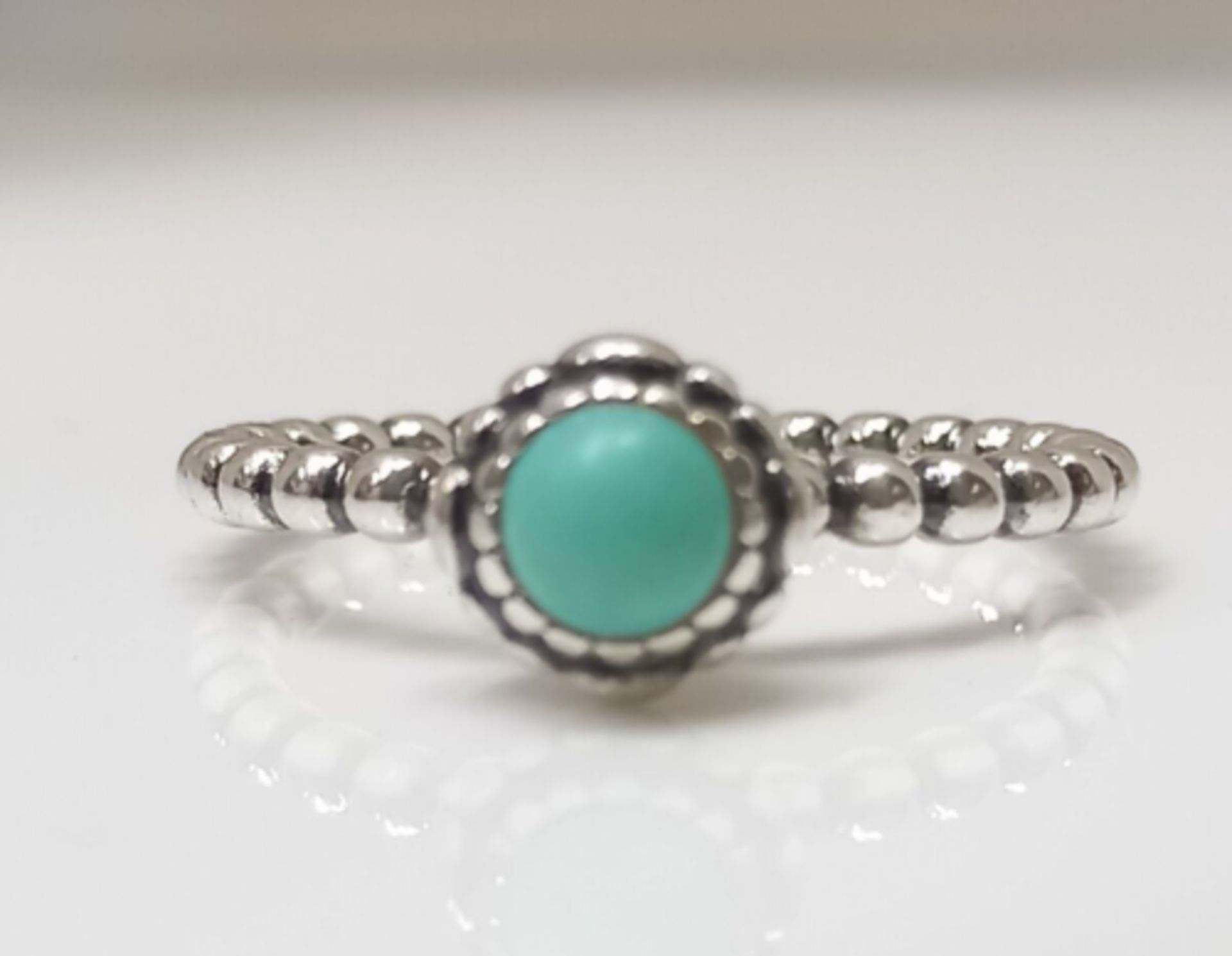 GENUINE PANDORA TURQUOISE DECEMBER BIRTHSTONE RING SIZE R1/2