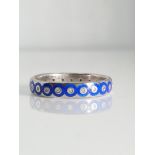 CERAMIC & 0.10CT DIAMOND RING/ ROYAL BLUE / STERLING SILVER SIZE N