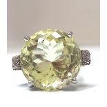 LIME GREEN CRYSTAL DRESS RING WITH DIAMONDS